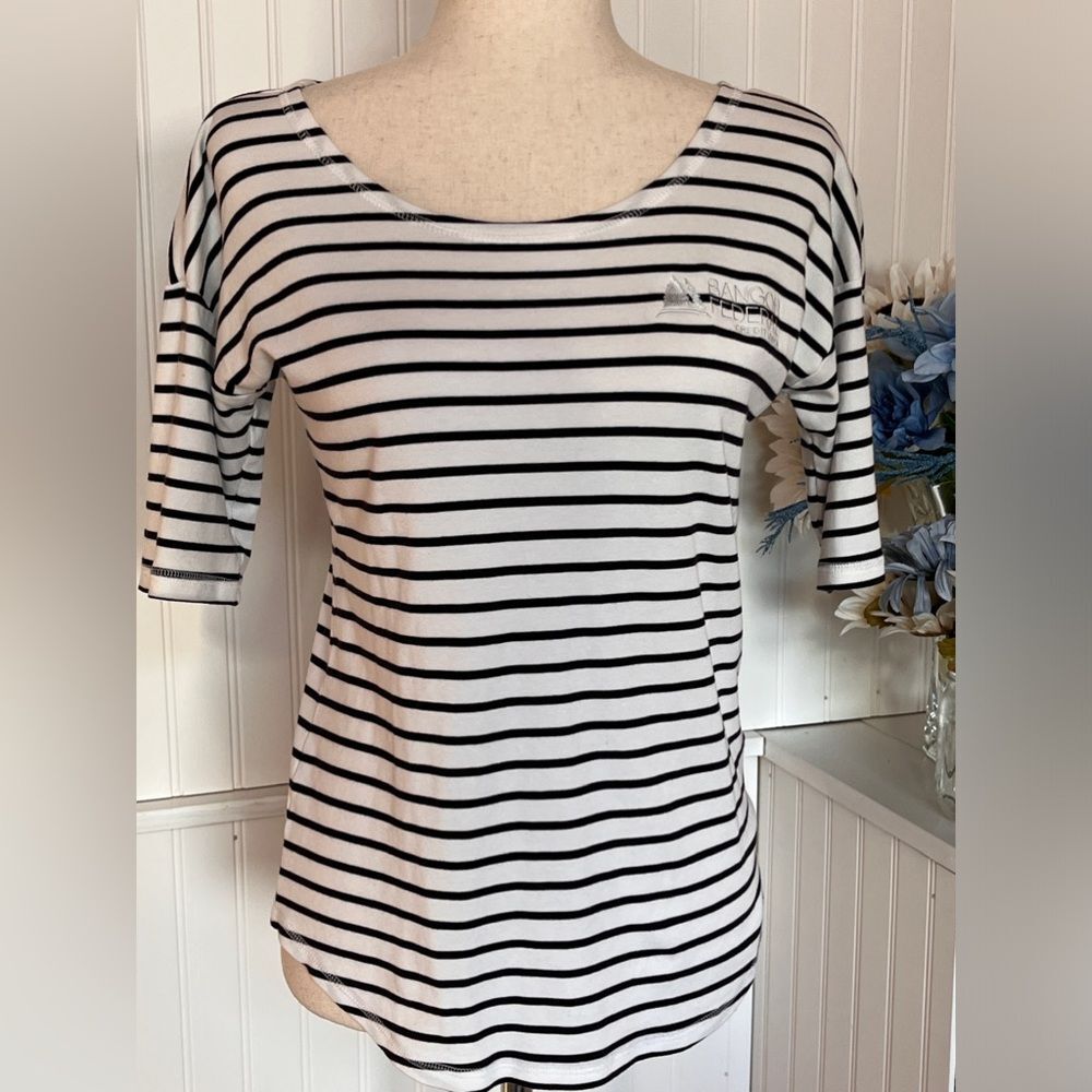 Lands End Black & White Striped Top